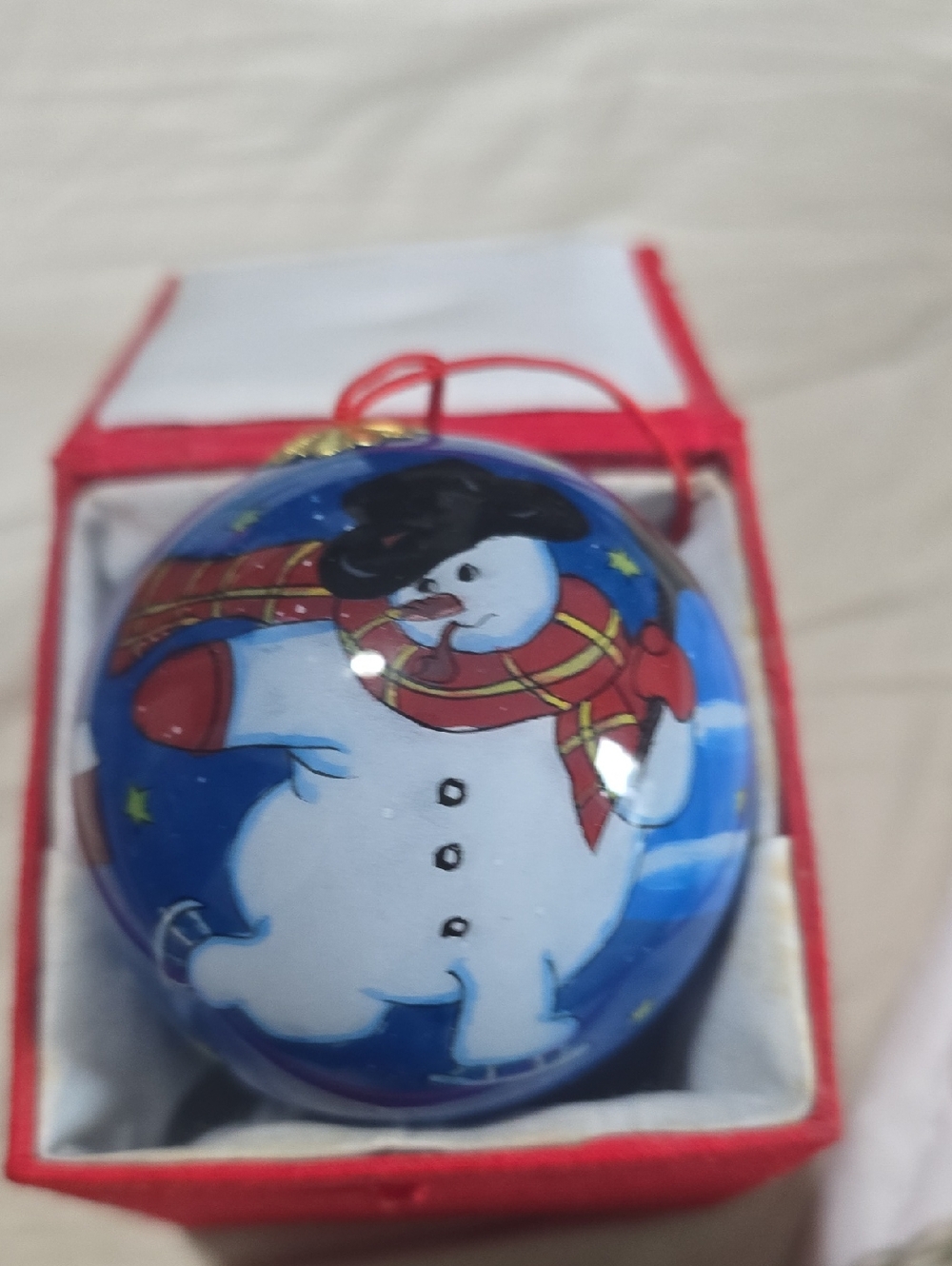 Blue Snowman Christmas Ornament